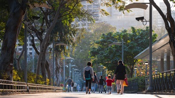 Located next to the busy shopping area of Causeway Bay the extensive Victoria Park provides a green respite from the bustling crowds. It also provides sporting and recreational facilities including football and basketball courts, a major tennis centre, swimming centre and lawn bowling facilities.